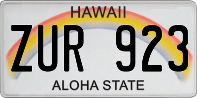 HI license plate ZUR923