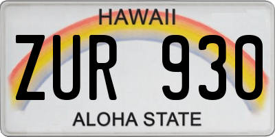 HI license plate ZUR930