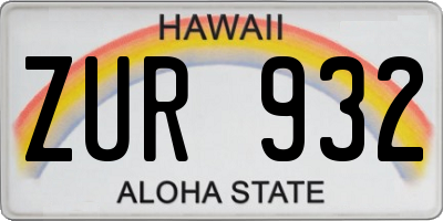 HI license plate ZUR932