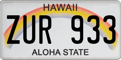 HI license plate ZUR933