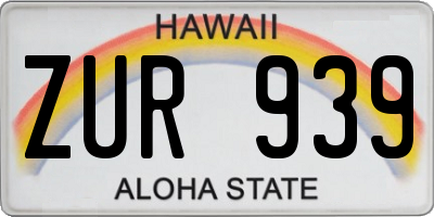HI license plate ZUR939