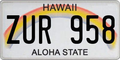 HI license plate ZUR958