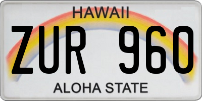 HI license plate ZUR960
