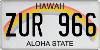 HI license plate ZUR966