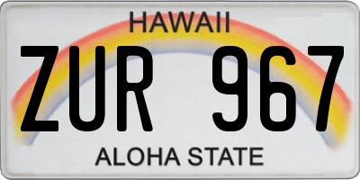 HI license plate ZUR967