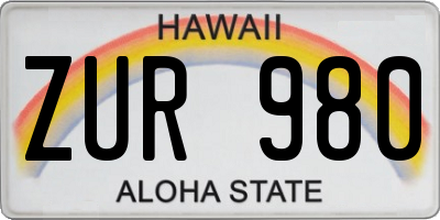 HI license plate ZUR980