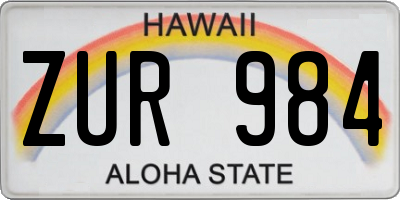HI license plate ZUR984