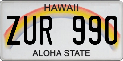 HI license plate ZUR990
