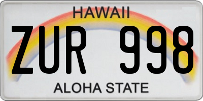 HI license plate ZUR998
