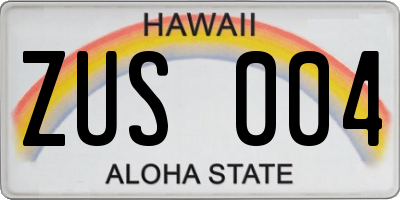 HI license plate ZUS004