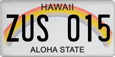 HI license plate ZUS015