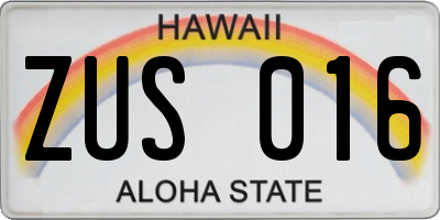 HI license plate ZUS016