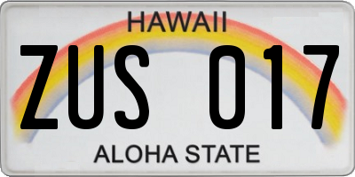 HI license plate ZUS017