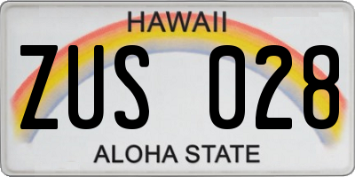 HI license plate ZUS028