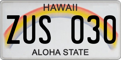 HI license plate ZUS030