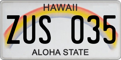HI license plate ZUS035