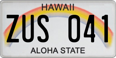 HI license plate ZUS041