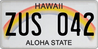 HI license plate ZUS042