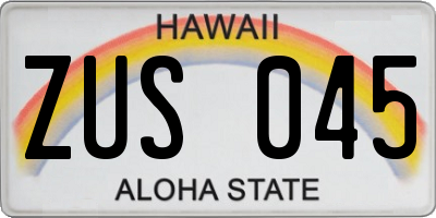 HI license plate ZUS045