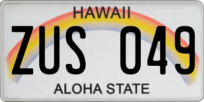 HI license plate ZUS049