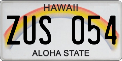 HI license plate ZUS054