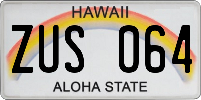 HI license plate ZUS064