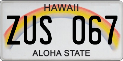 HI license plate ZUS067