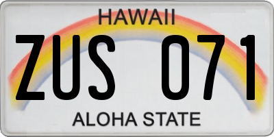 HI license plate ZUS071