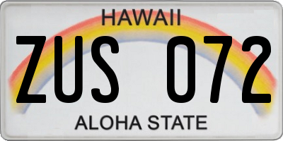 HI license plate ZUS072