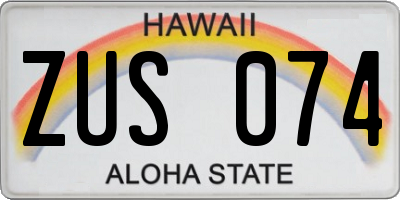HI license plate ZUS074