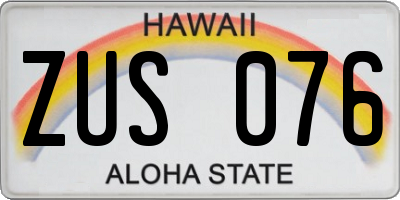 HI license plate ZUS076