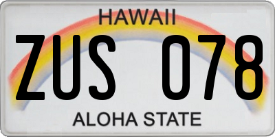 HI license plate ZUS078