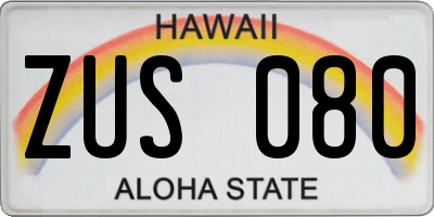 HI license plate ZUS080