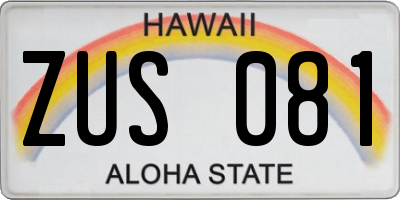HI license plate ZUS081