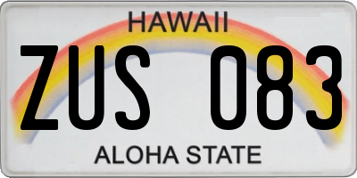HI license plate ZUS083