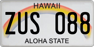 HI license plate ZUS088