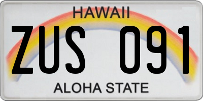 HI license plate ZUS091