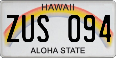 HI license plate ZUS094
