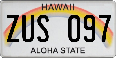 HI license plate ZUS097