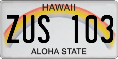 HI license plate ZUS103