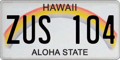 HI license plate ZUS104