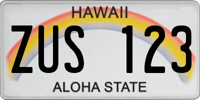 HI license plate ZUS123