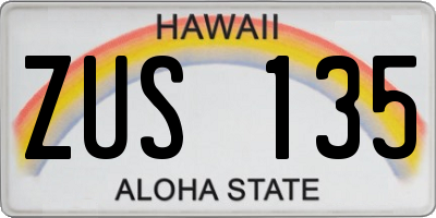HI license plate ZUS135