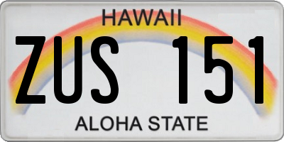 HI license plate ZUS151