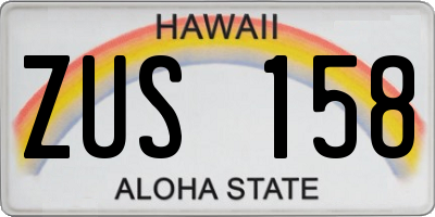 HI license plate ZUS158