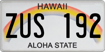 HI license plate ZUS192