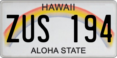 HI license plate ZUS194