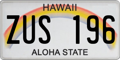 HI license plate ZUS196