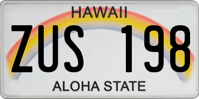 HI license plate ZUS198