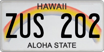 HI license plate ZUS202
